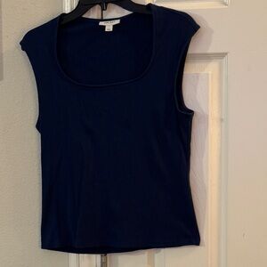 On 34th Navy Scoop Neck Ribbed Women’s Top